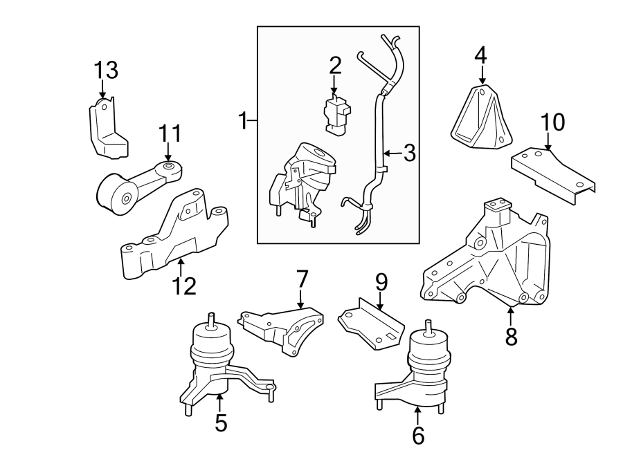 Diagram ENGINE / TRANSAXLE. ENGINE & TRANS MOUNTING. for your 2009 Toyota Camry  Hybrid Sedan 