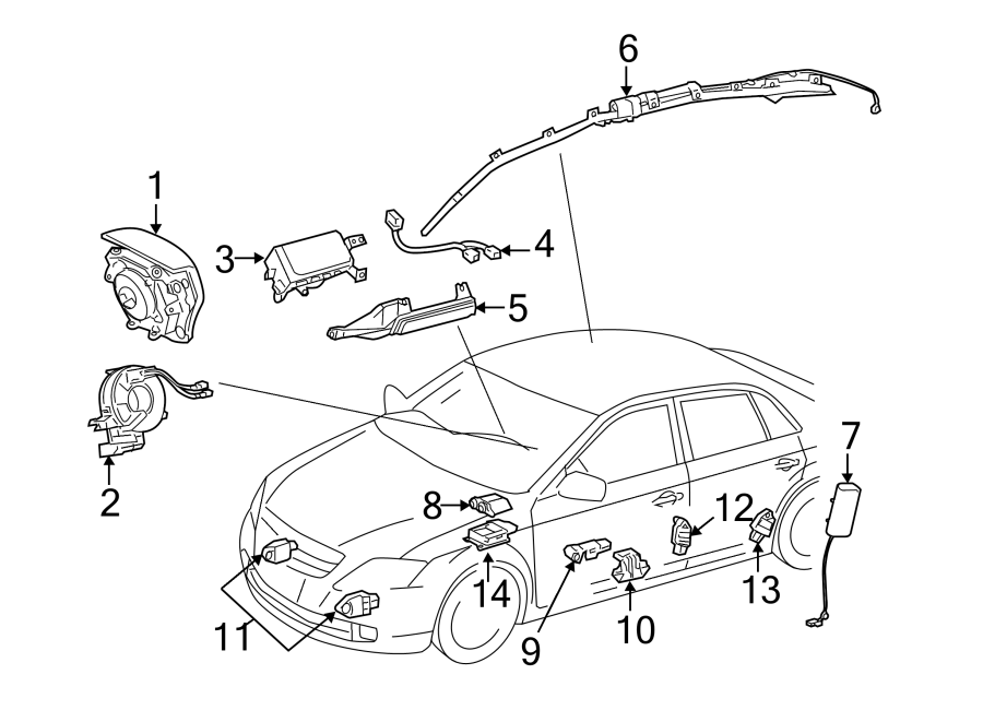 Diagram RESTRAINT SYSTEMS. AIR BAG COMPONENTS. for your 2022 Toyota 4Runner 4.0L V6 A/T RWD Limited Sport Utility 