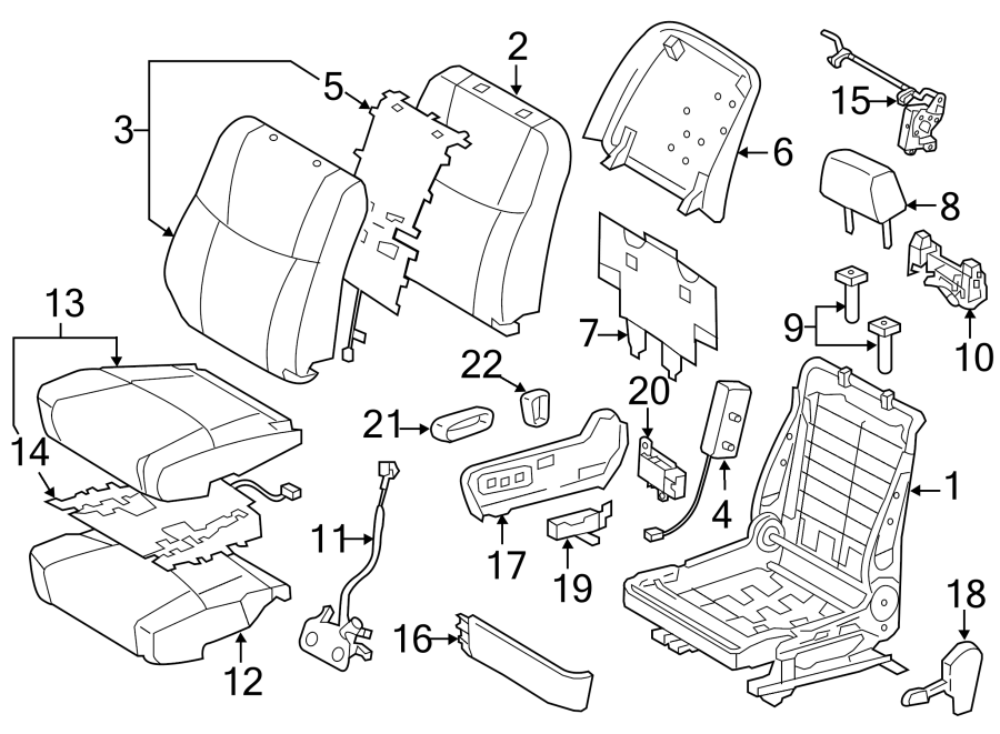 Diagram SEATS & TRACKS. PASSENGER SEAT COMPONENTS. for your 2016 Toyota Yaris   