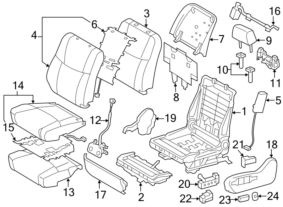 Diagram SEATS & TRACKS. DRIVER SEAT COMPONENTS. for your 2016 Toyota Yaris   