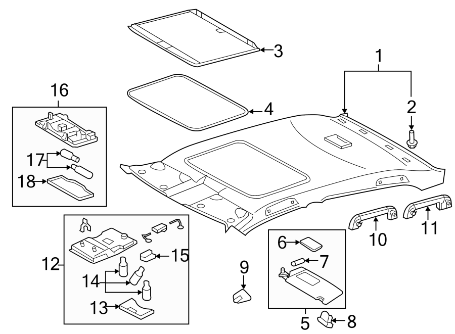 Diagram ROOF. INTERIOR TRIM. for your 2006 Toyota Camry  XLE SEDAN 