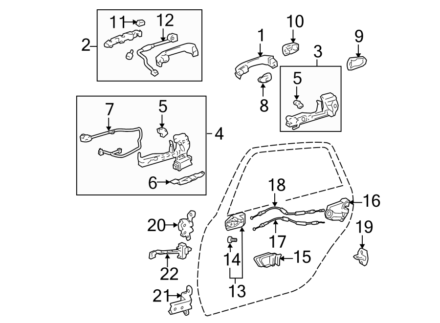 Diagram REAR DOOR. LOCK & HARDWARE. for your Toyota Camry  