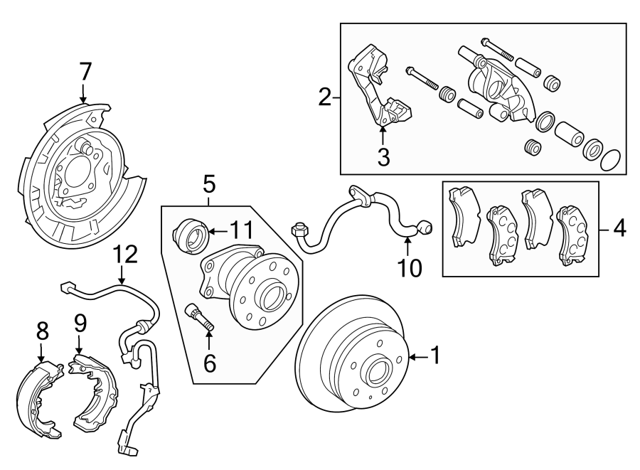 Diagram REAR SUSPENSION. BRAKE COMPONENTS. for your 2018 Toyota Prius Prime   