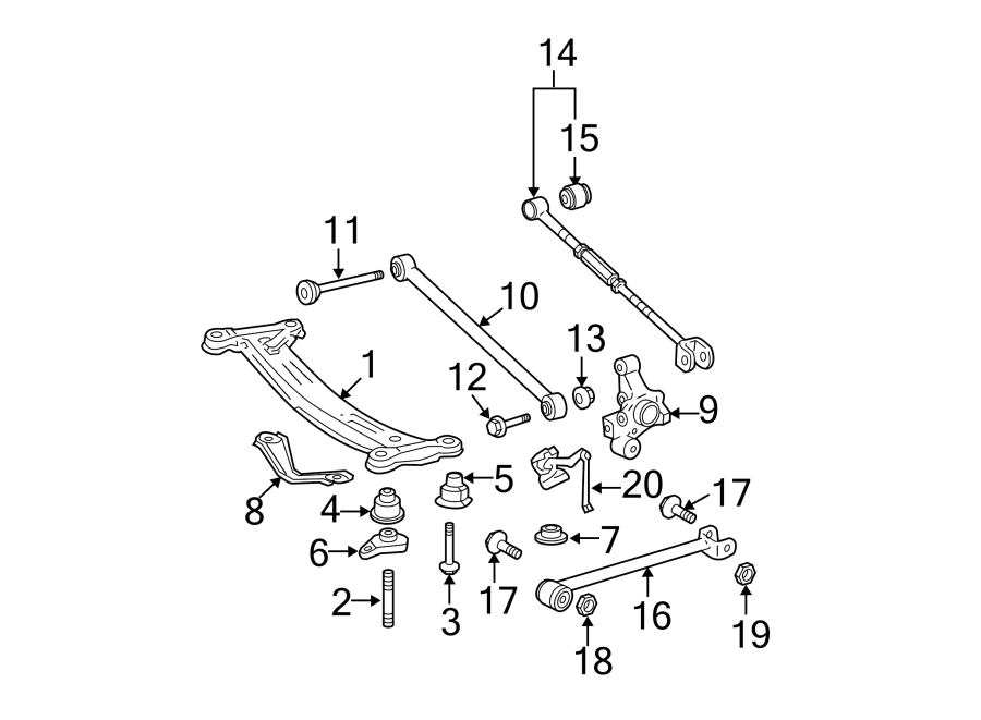 Diagram REAR SUSPENSION. SUSPENSION COMPONENTS. for your Toyota