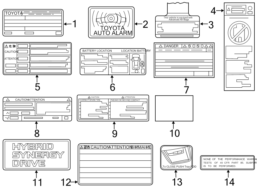 Diagram INFORMATION LABELS. for your 2015 Toyota Land Cruiser 5.7L i-Force V8 A/T 4WD Base Sport Utility 