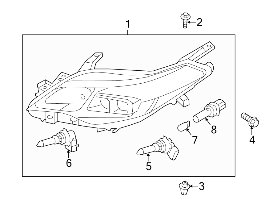 Diagram FRONT LAMPS. HEADLAMP COMPONENTS. for your 2018 Toyota Prius   