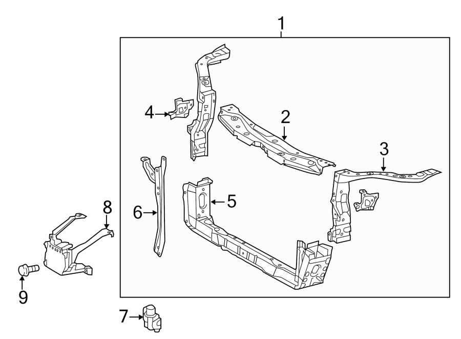 Diagram RADIATOR SUPPORT. for your 2021 Toyota Prius AWD-e  Base Hatchback 