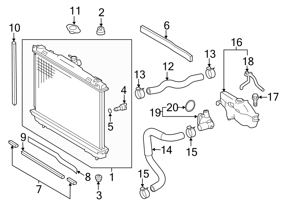 Diagram RADIATOR & COMPONENTS. for your 2017 Toyota Avalon   