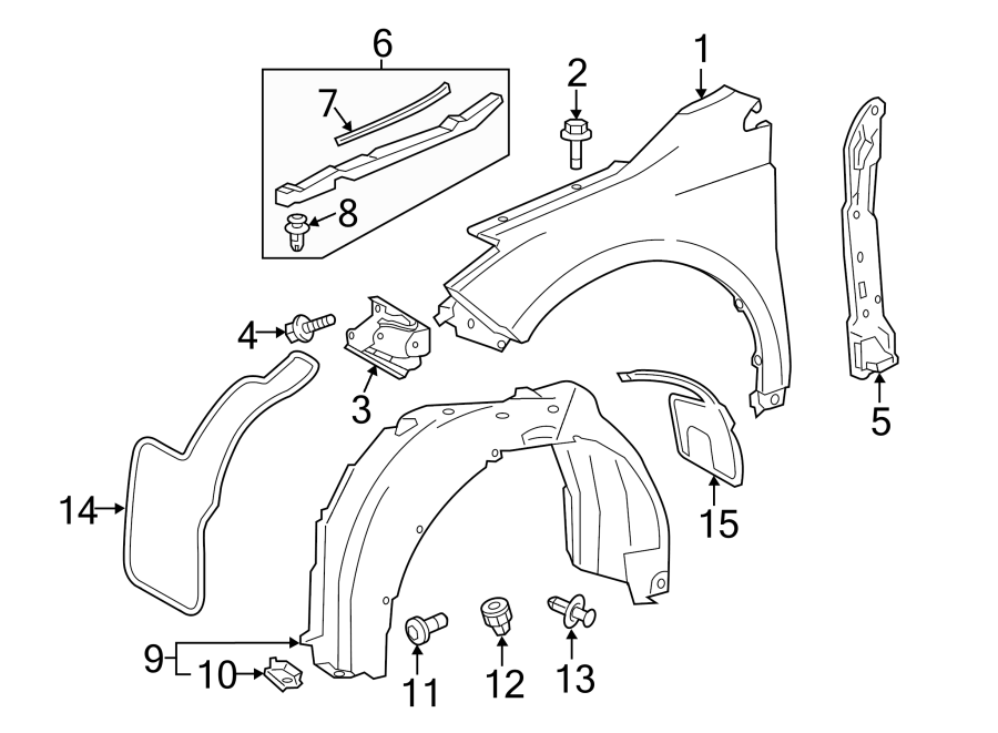 Diagram FENDER & COMPONENTS. for your 2024 Toyota Prius Prime   