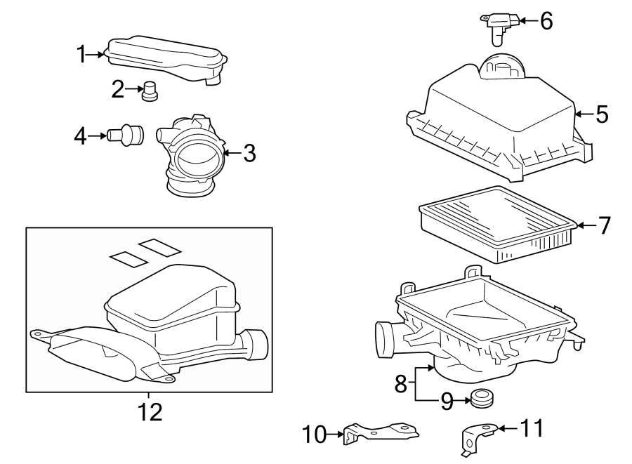 Diagram ENGINE / TRANSAXLE. AIR INTAKE. for your 2018 Toyota Corolla   