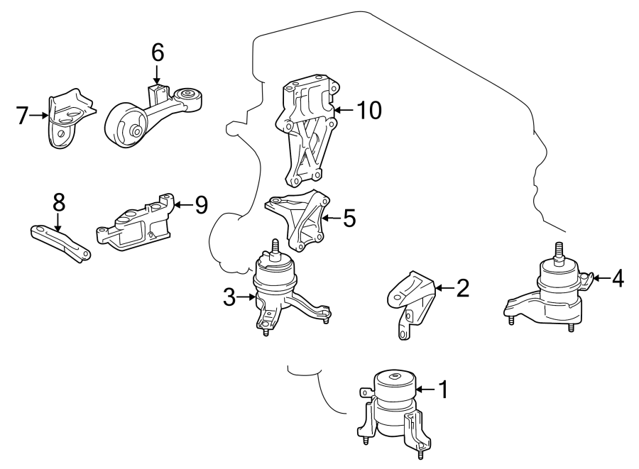 Diagram ENGINE / TRANSAXLE. ENGINE & TRANS MOUNTING. for your 2020 Toyota Sequoia 5.7L i-Force V8 A/T RWD Platinum Sport Utility 