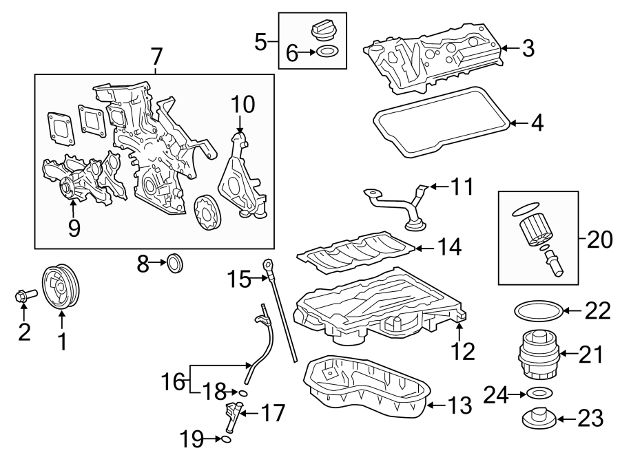 Diagram ENGINE / TRANSAXLE. ENGINE PARTS. for your 2008 Toyota Highlander  Base Sport Utility 