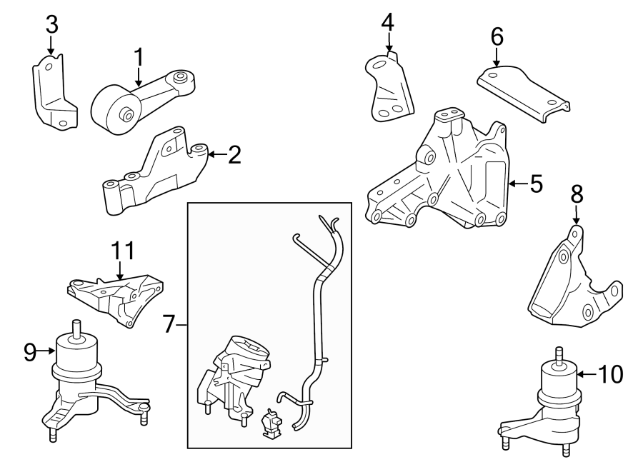 Diagram ENGINE / TRANSAXLE. ENGINE & TRANS MOUNTING. for your 2012 Toyota Tundra 4.6L V8 A/T RWD Base Standard Cab Pickup Fleetside 