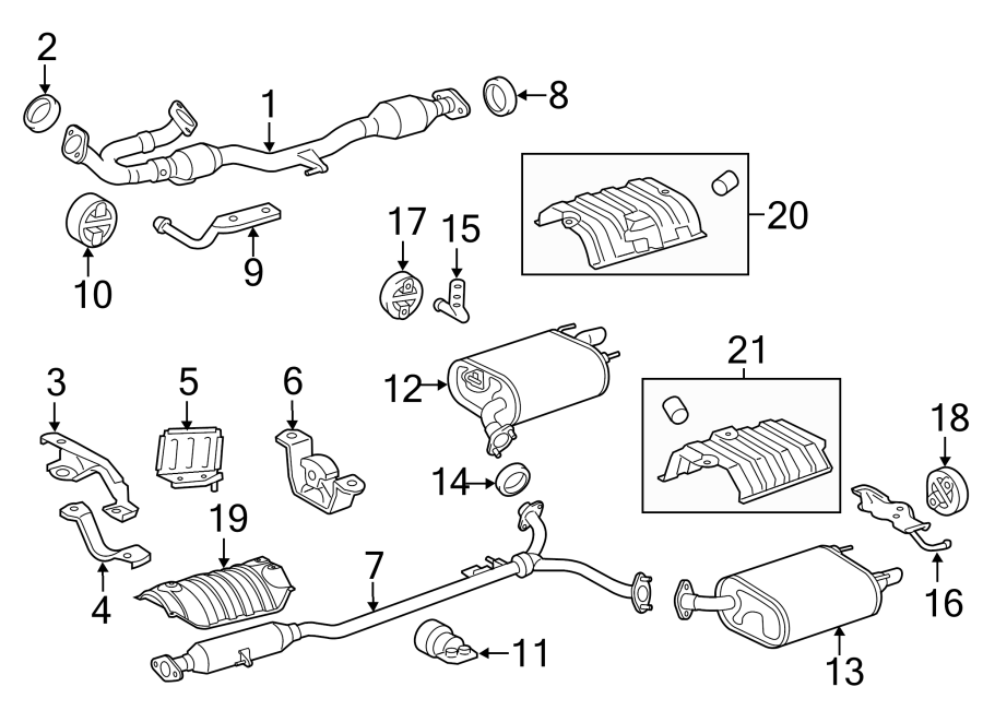 Diagram EXHAUST SYSTEM. EXHAUST COMPONENTS. for your 2021 Toyota Camry 2.5L A/T FWD XLE SEDAN 