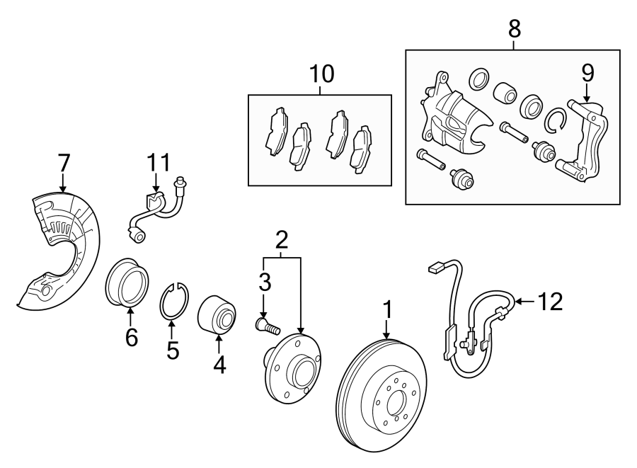 Diagram FRONT SUSPENSION. BRAKE COMPONENTS. for your 2020 Toyota Corolla   