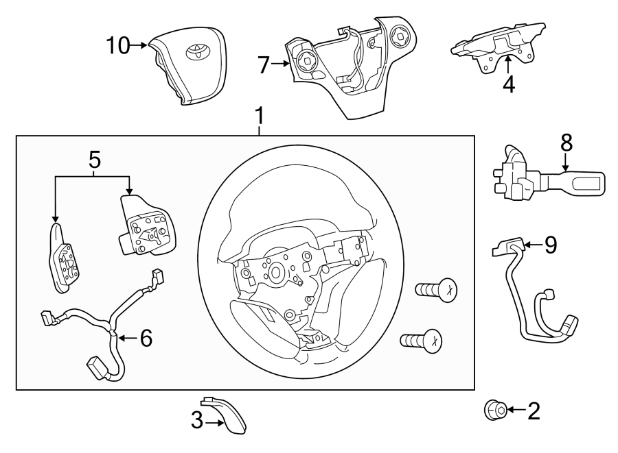 Diagram STEERING WHEEL & TRIM. for your 2022 Toyota Sequoia  Platinum Sport Utility 