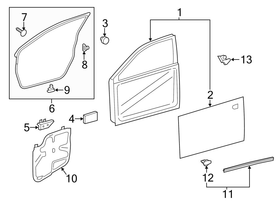 Diagram FRONT DOOR. DOOR & COMPONENTS. for your 2017 Toyota RAV4   