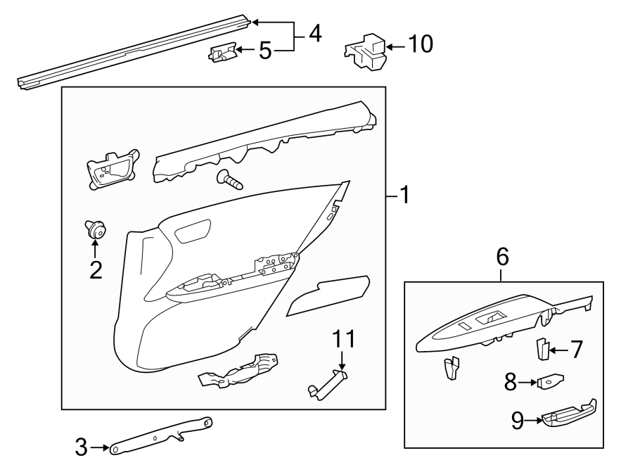 Diagram REAR DOOR. INTERIOR TRIM. for your 2018 Toyota Prius   