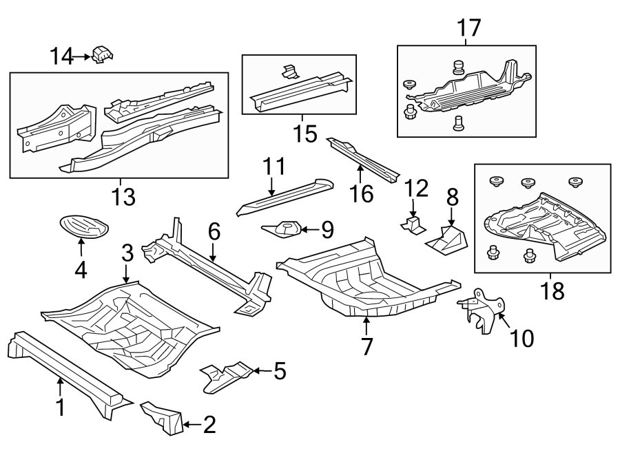 Diagram REAR BODY & FLOOR. FLOOR & RAILS. for your 2021 Toyota Corolla   