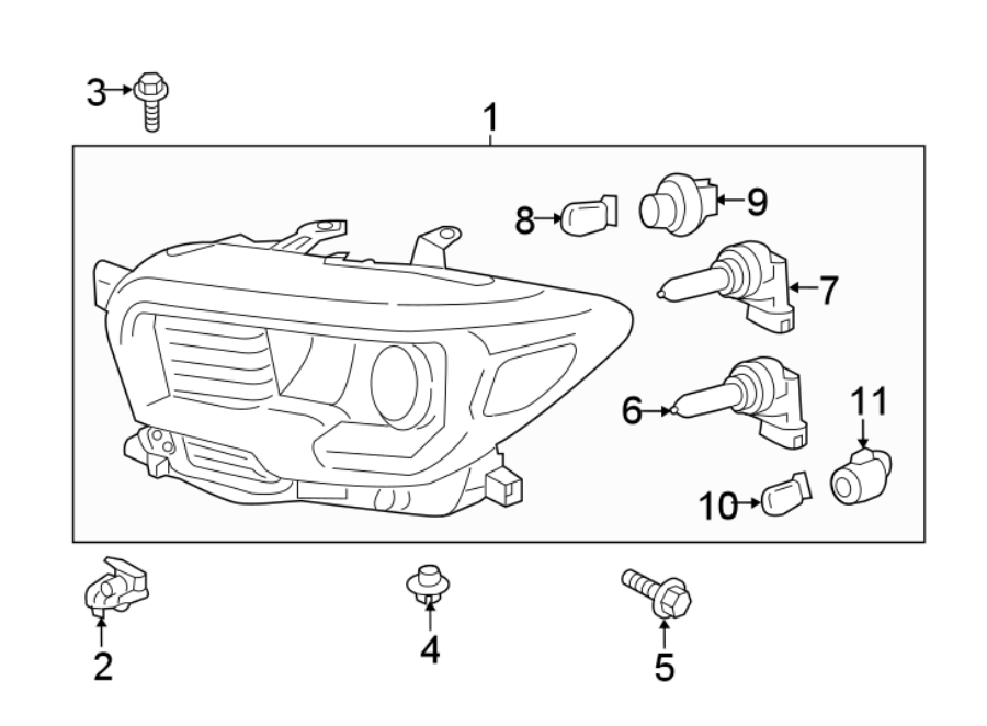 Diagram FRONT LAMPS. HEADLAMP COMPONENTS. for your 2018 Toyota Prius   