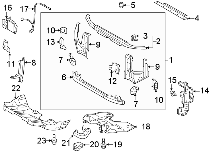 Diagram RADIATOR SUPPORT. SPLASH SHIELDS. for your 2011 Toyota Highlander 3.5L V6 A/T AWD Limited Sport Utility 