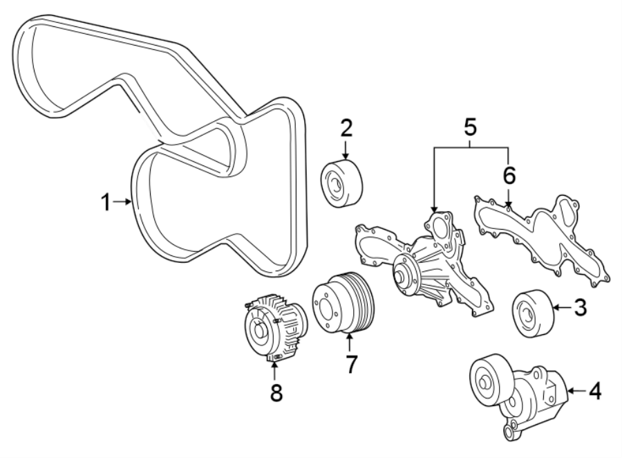 Diagram BELTS & PULLEYS. WATER PUMP. for your 2011 Toyota Tundra 5.7L i-Force V8 A/T RWD SR5 Extended Cab Pickup Fleetside 