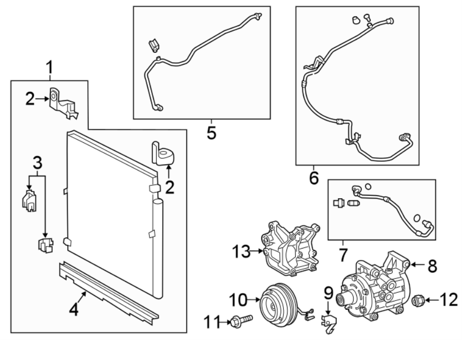 Diagram AIR CONDITIONER & HEATER. COMPRESSOR & LINES. CONDENSER. for your 2018 Toyota Prius   