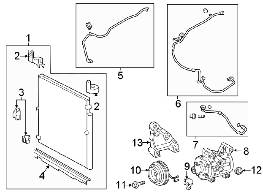 Diagram AIR CONDITIONER & HEATER. COMPRESSOR & LINES. CONDENSER. for your 2018 Toyota Prius   