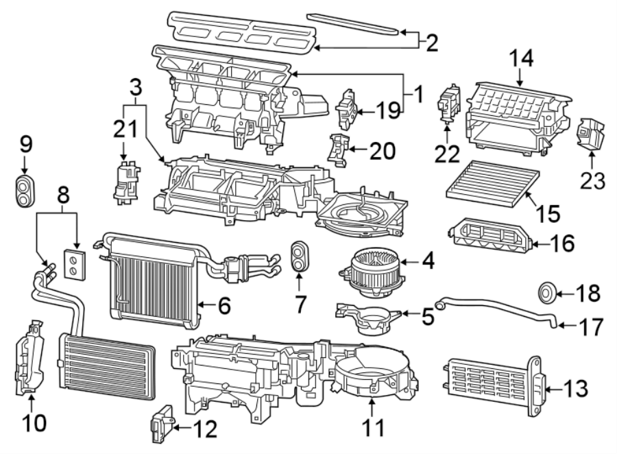 Diagram AIR CONDITIONER & HEATER. EVAPORATOR & HEATER COMPONENTS. for your 2020 Toyota Tacoma   