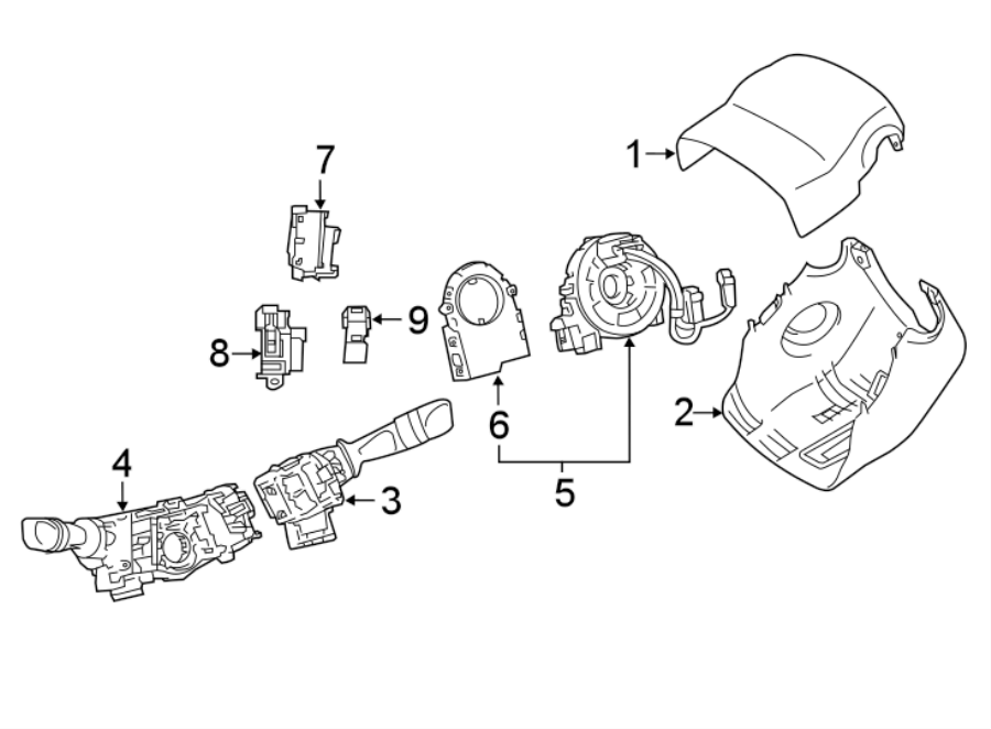 Diagram STEERING COLUMN. SHROUD. SWITCHES & LEVERS. for your 2020 Toyota Avalon   