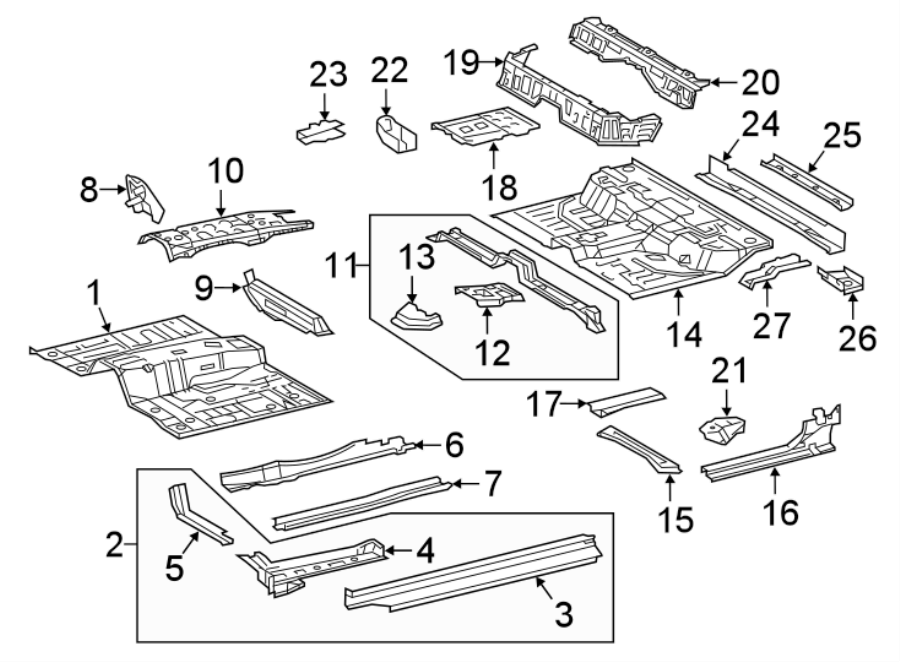 Diagram FLOOR. for your 2015 Toyota Tacoma 4.0L V6 A/T RWD Base Crew Cab Pickup Fleetside 