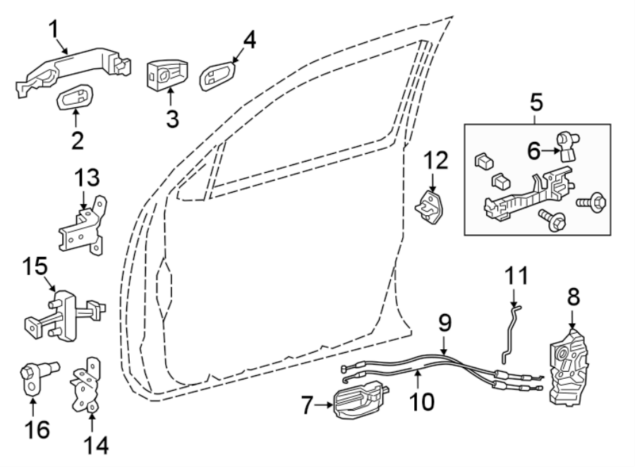 Diagram FRONT DOOR. LOCK & HARDWARE. for your Toyota