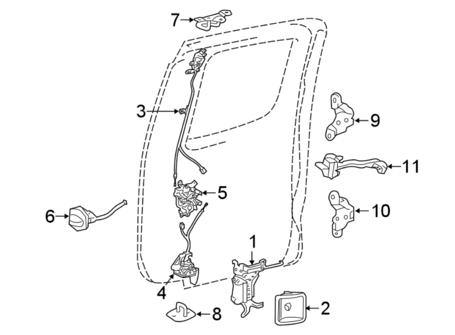 Diagram REAR DOOR. LOCK & HARDWARE. for your Toyota Tacoma  