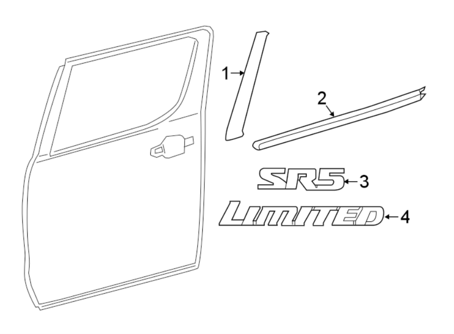 Full size assembly image of REAR DOOR. EXTERIOR TRIM. (1/1)