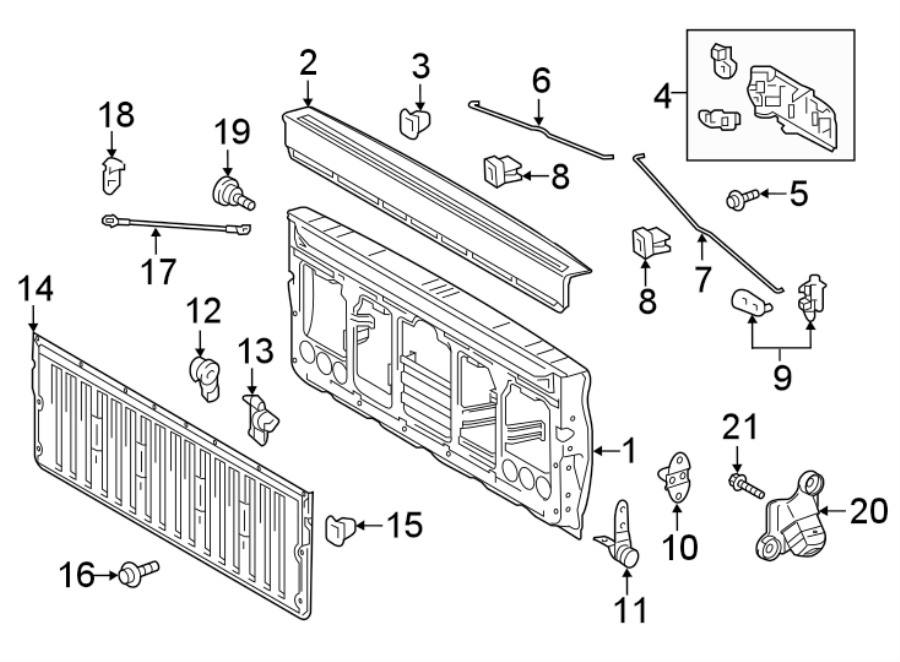 Diagram PICK UP BOX. TAIL GATE. for your 2004 Toyota Avalon   