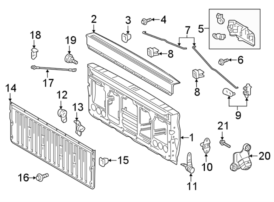 Diagram PICK UP BOX. TAIL GATE. for your 2021 Toyota Tacoma  TRD Pro Crew Cab Pickup Fleetside 