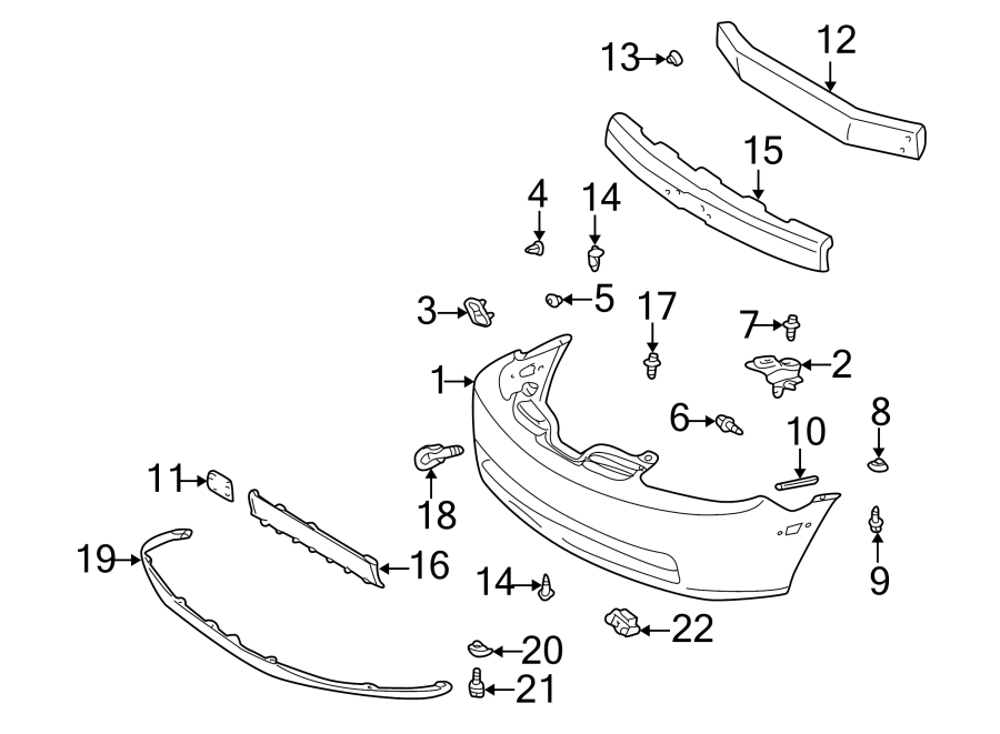 Diagram FRONT BUMPER. BUMPER & COMPONENTS. for your 2003 Toyota Echo   