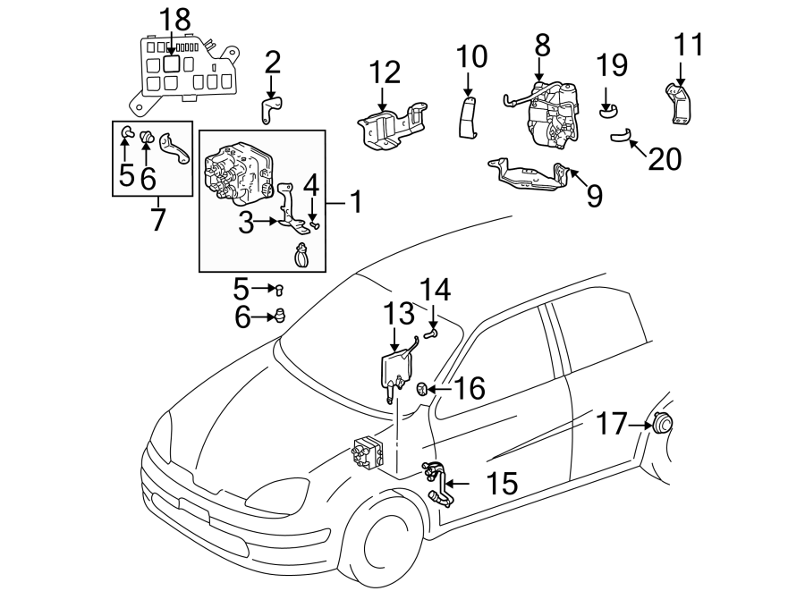 Diagram Abs components. for your 2013 Toyota Corolla   