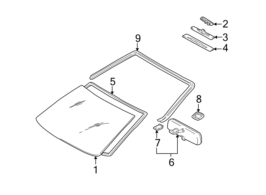 Diagram WINDSHIELD. GLASS. REVEAL MOLDINGS. for your Toyota Avalon  