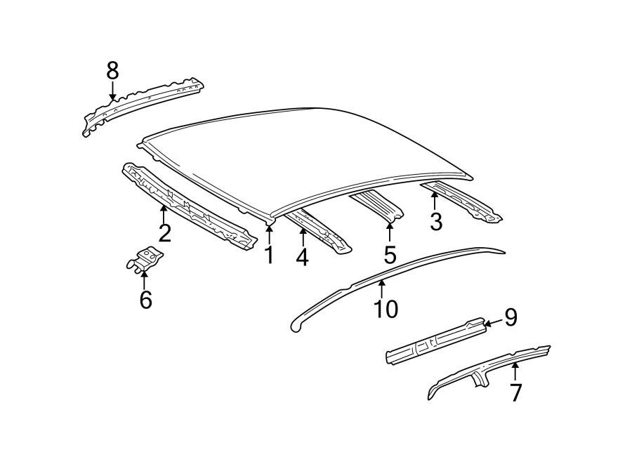 Full size assembly image of EXTERIOR TRIM. ROOF & COMPONENTS. (1/1)