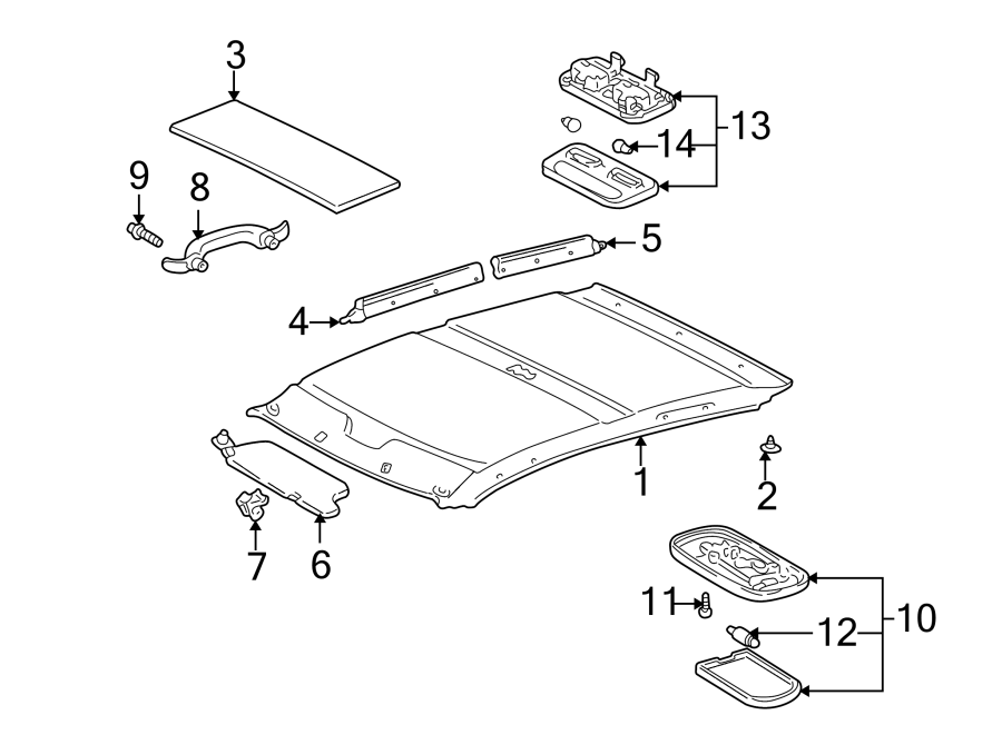 Diagram ROOF. INTERIOR TRIM. for your 2006 Toyota Camry 3.3L V6 M/T SE SEDAN 