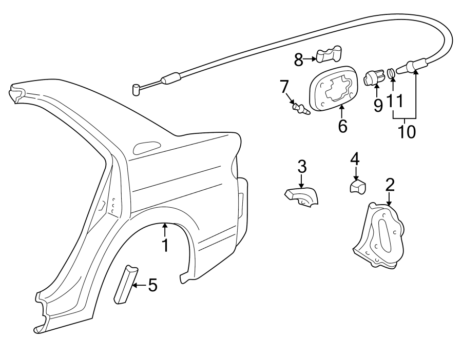 Diagram QUARTER PANEL & COMPONENTS. for your 2022 Toyota Tacoma   