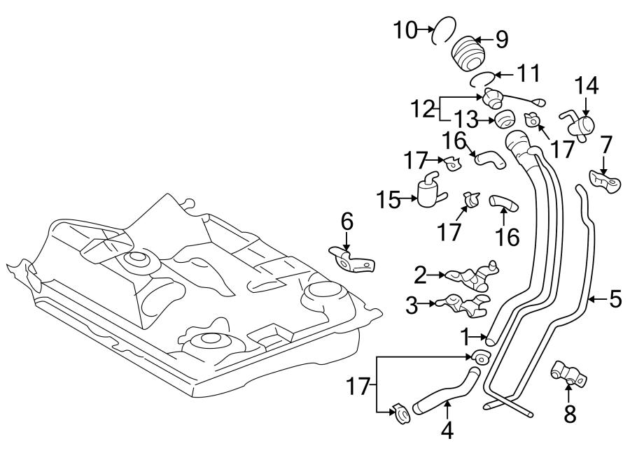 Diagram FUEL SYSTEM COMPONENTS. for your 2019 Toyota Tacoma  SR5 Crew Cab Pickup Fleetside 