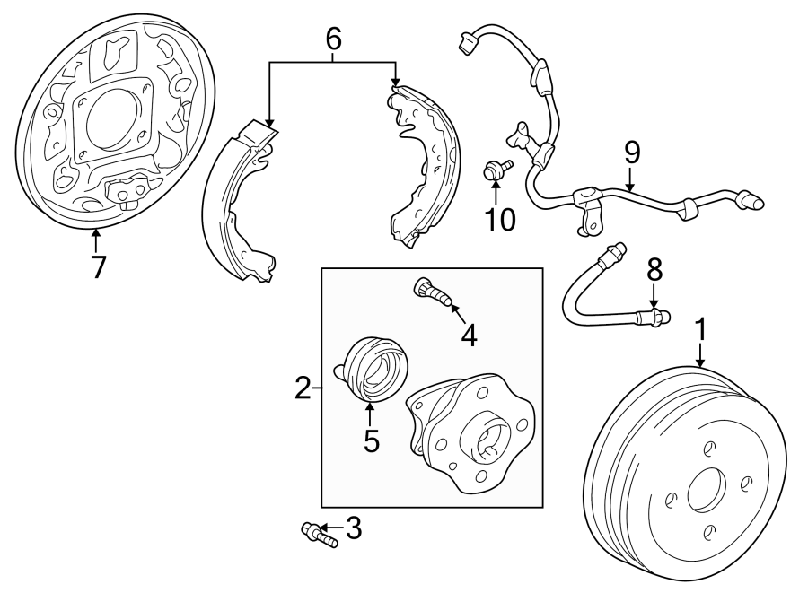 Diagram REAR SUSPENSION. BRAKE COMPONENTS. for your 2009 Toyota RAV4   