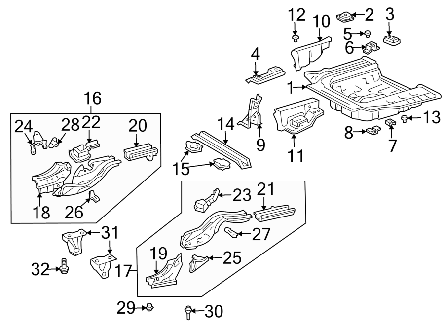 Diagram REAR BODY & FLOOR. FLOOR & RAILS. for your 2013 Toyota Avalon   