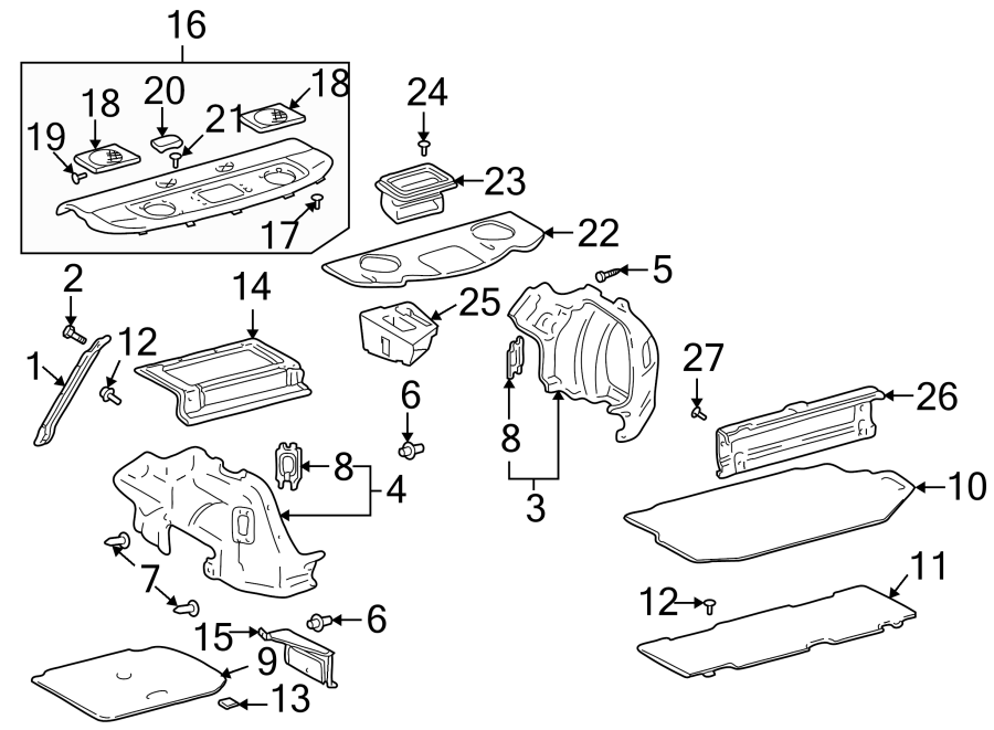 Diagram REAR BODY & FLOOR. INTERIOR TRIM. for your 2014 Toyota Prius Plug-In   