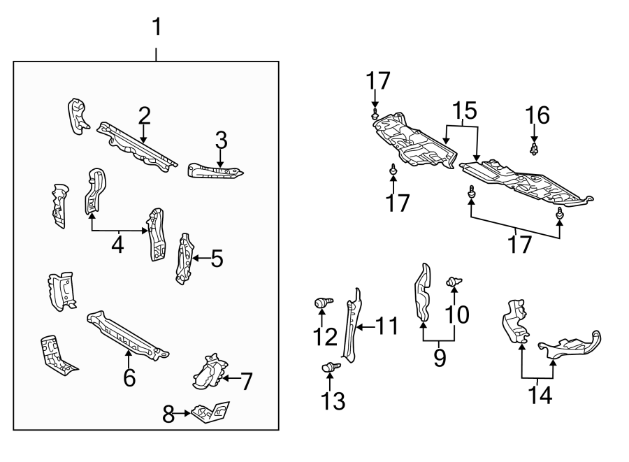 Diagram RADIATOR SUPPORT. for your 2024 Toyota Sequoia  Capstone Sport Utility 