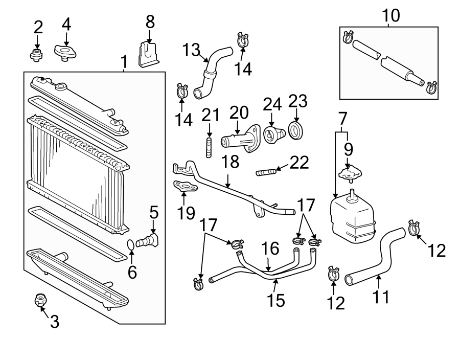 Diagram RADIATOR & COMPONENTS. for your Toyota