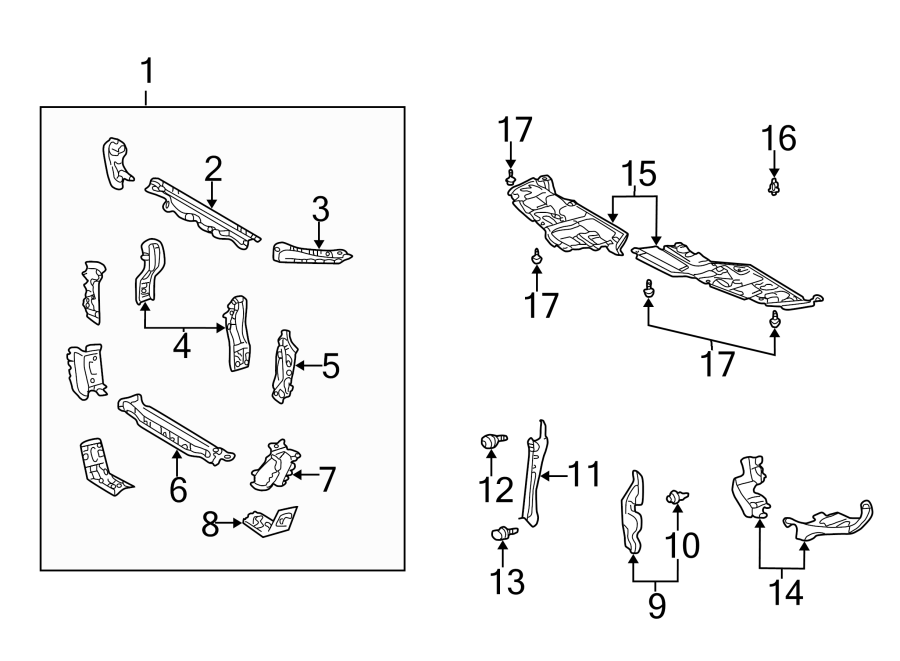 Diagram RADIATOR SUPPORT. for your 2004 Toyota Camry 3.0L V6 A/T LE SEDAN 