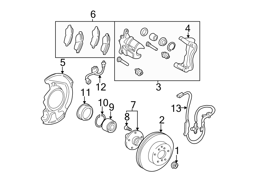 Diagram FRONT SUSPENSION. BRAKE COMPONENTS. for your 2020 Toyota Highlander   